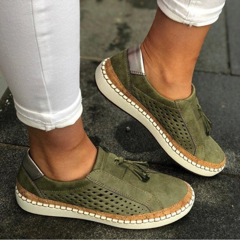 Isabelle | Perforated Suede Slip On Loafers 1