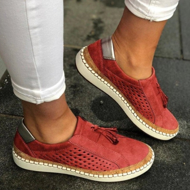 Isabelle | Perforated Suede Slip On Loafers 2