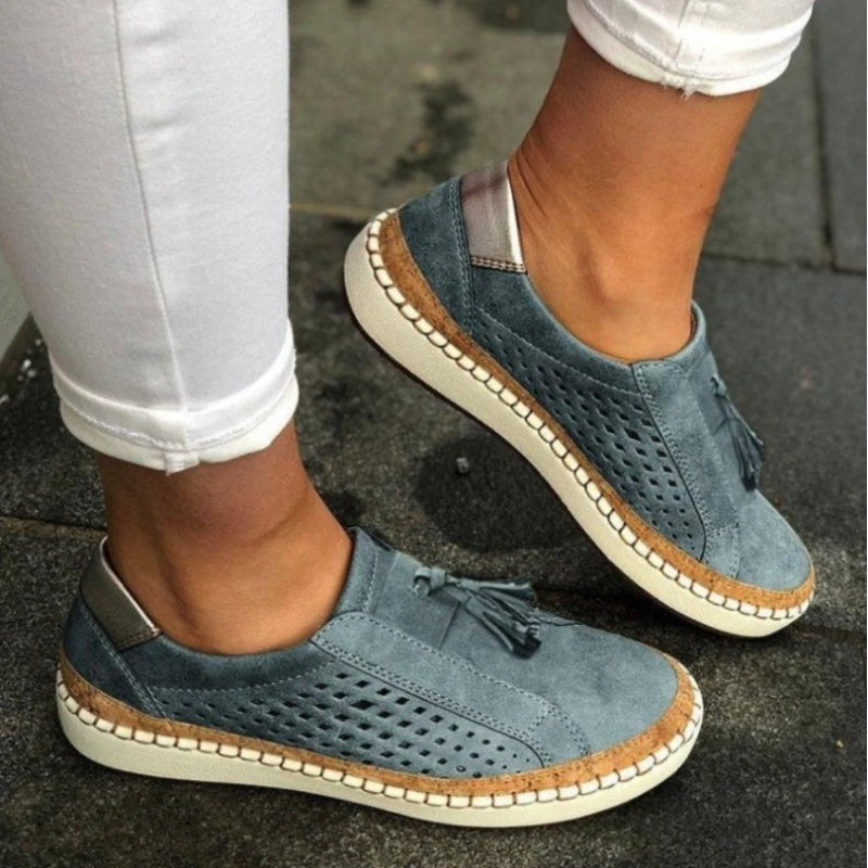 Isabelle | Perforated Suede Slip On Loafers 4