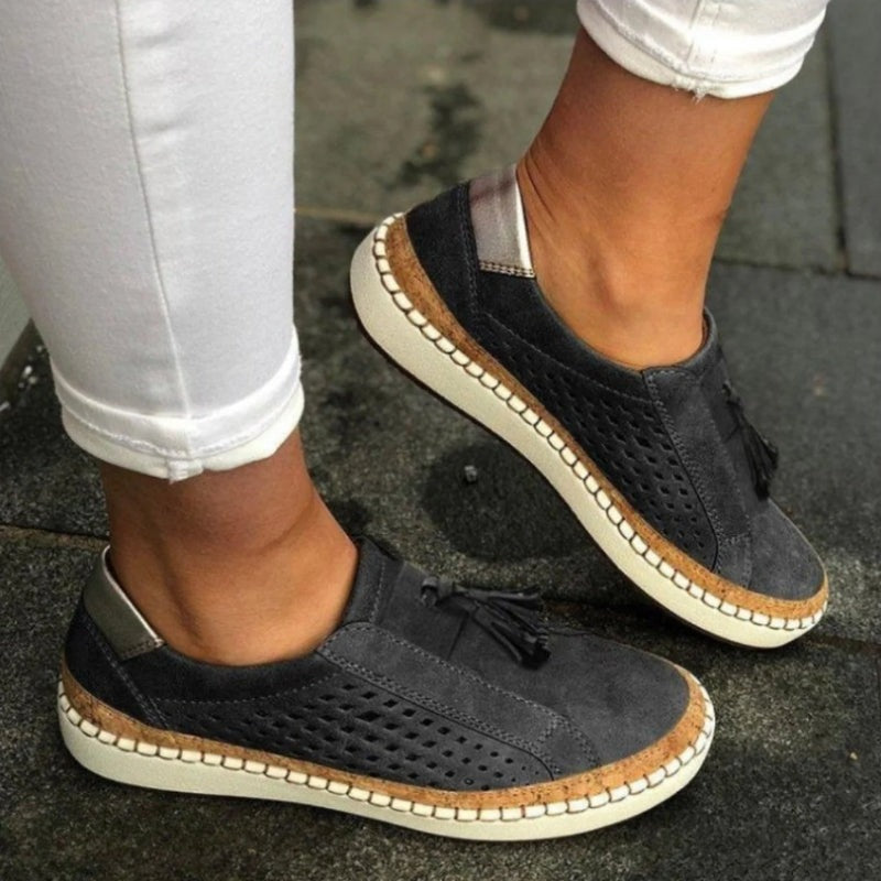 Isabelle | Perforated Suede Slip On Loafers 5