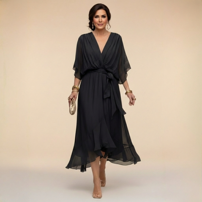 Verenia | V Neck Flowy Sleeve Occasion Dress 2