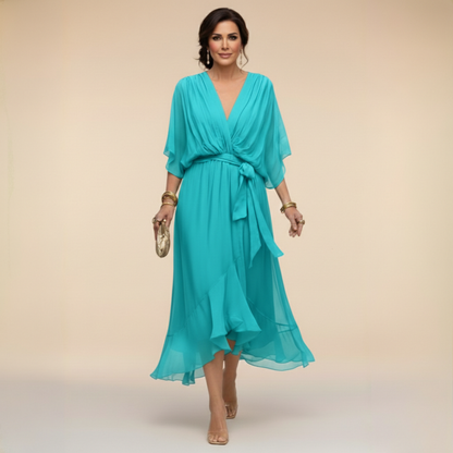 Verenia | V Neck Flowy Sleeve Occasion Dress 5