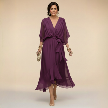 Verenia | V Neck Flowy Sleeve Occasion Dress 8