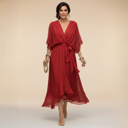Verenia | V Neck Flowy Sleeve Occasion Dress 9