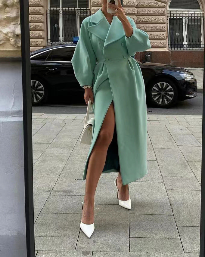 Rachael | Women's Wide Lapel Double-Breasted Wrap Coat