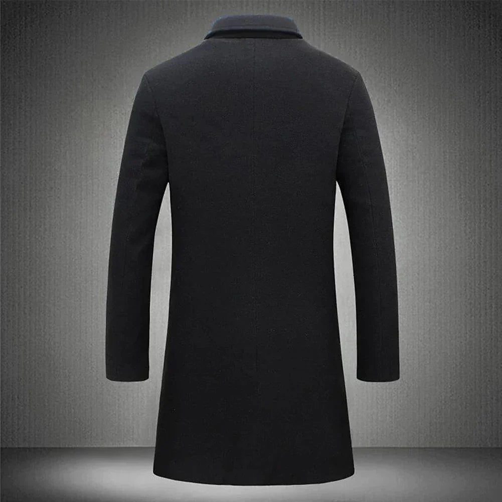 Reggie | Men's Notched Lapel Button Front Long Coat