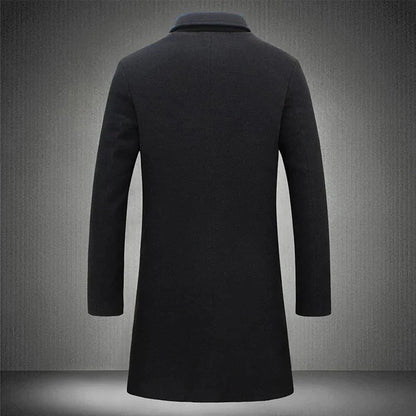 Reggie | Men's Notched Lapel Button Front Long Coat