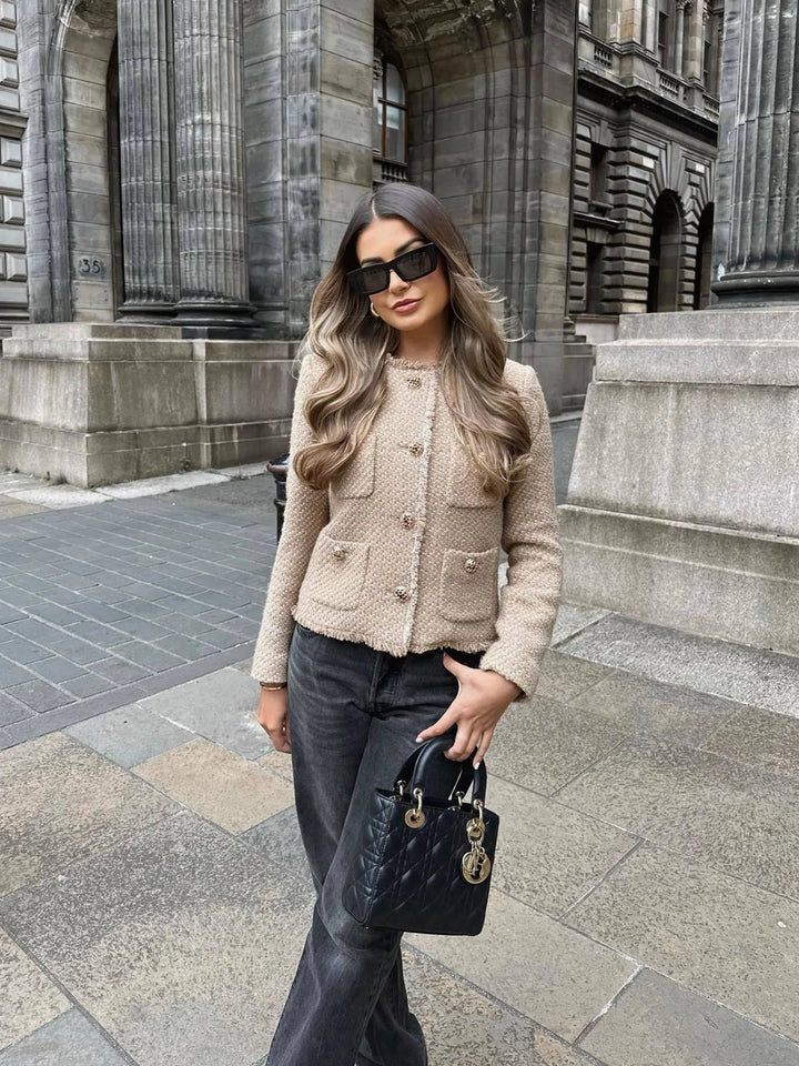 Sandy | Women's Boxy Cropped Tweed Jacket