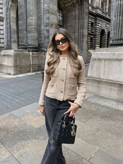 Sandy | Women's Boxy Cropped Tweed Jacket