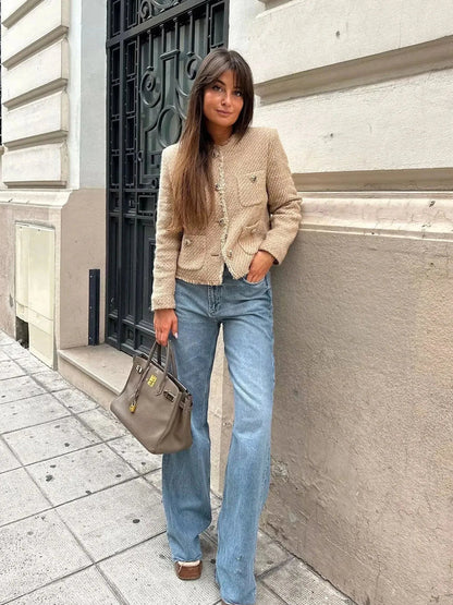 Sandy | Women's Boxy Cropped Tweed Jacket