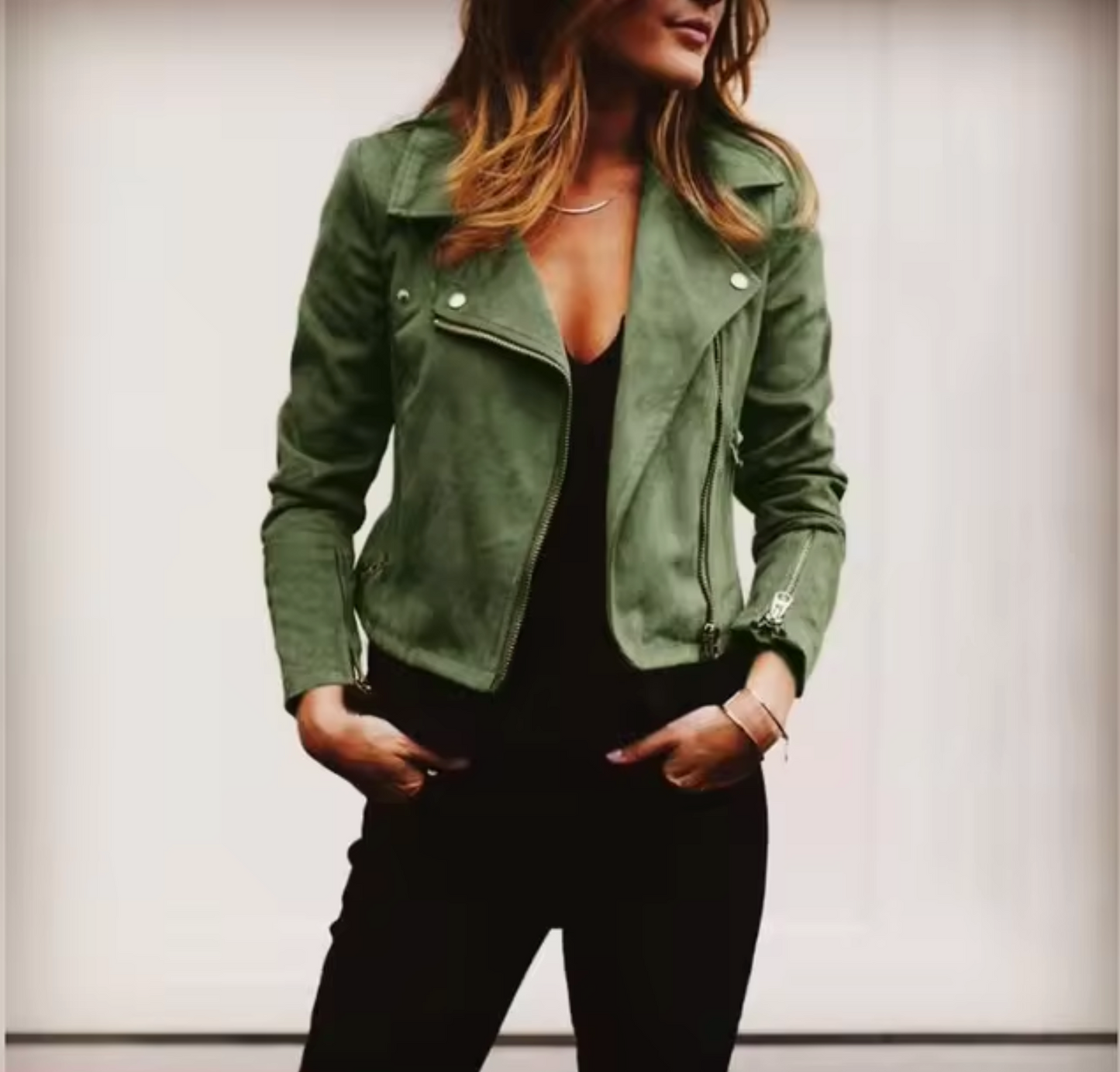 Shannon | Women's Asymmetric Zip Cropped Biker Jacket