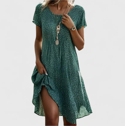 Kelly | Dotted Flutter-Sleeve Swing Midi Sundress