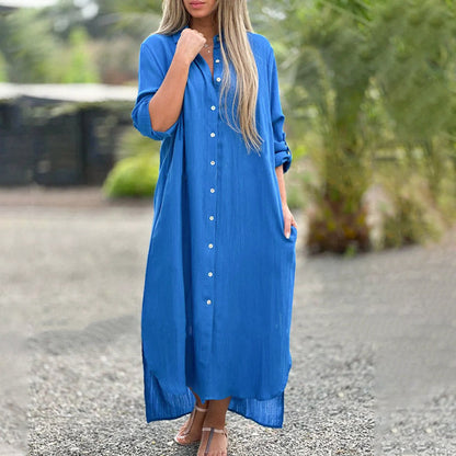 Brianna | Casual Button Down T-Shirt Summer Maxi Dress