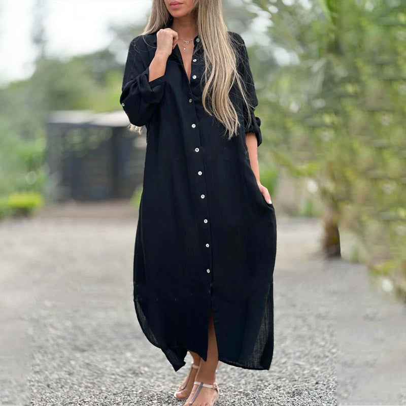 Brianna | Casual Button Down T-Shirt Summer Maxi Dress