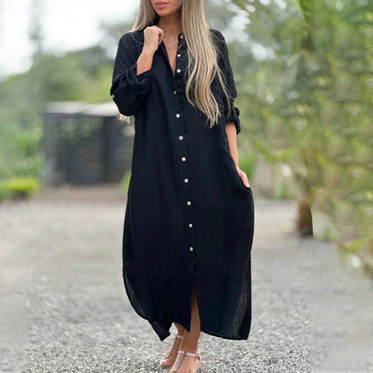 Brianna | Casual Button Down T-Shirt Summer Maxi Dress