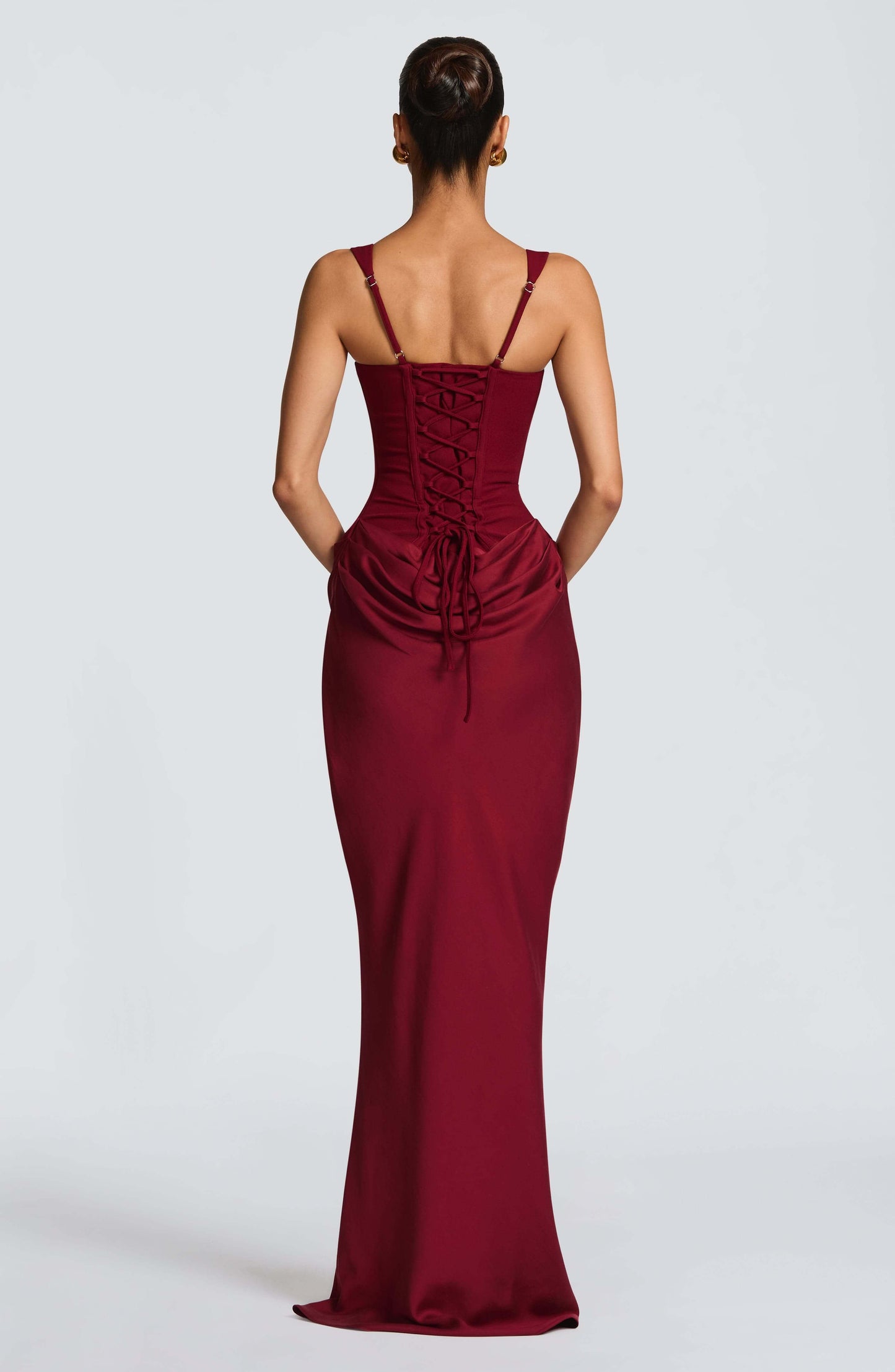 Corset Draped Sculpt Wedding Guest Maxi Dress