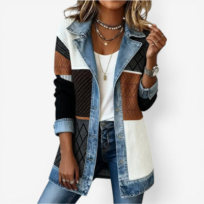 Women's Knit Panel Hybrid Denim Jacket
