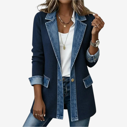 Women's Knit Panel Hybrid Denim Jacket