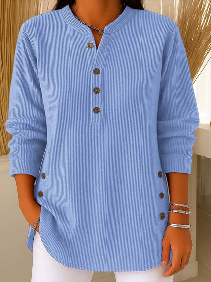 Mia | Women's Button Detail Ribbed Knit Jumper