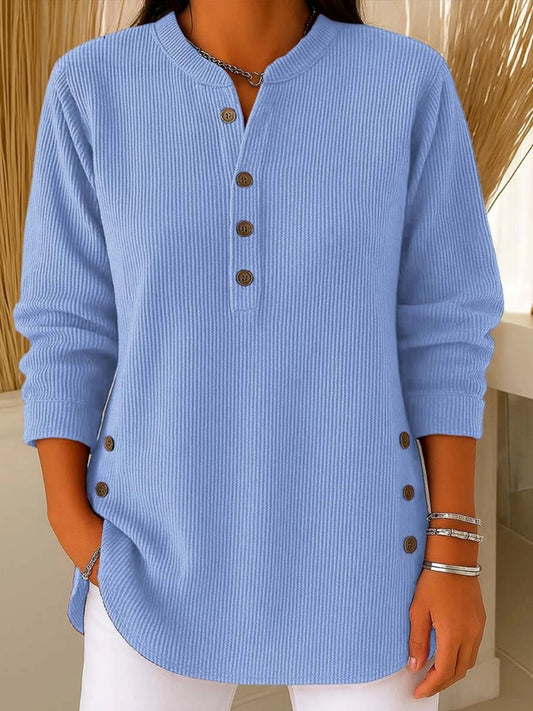 Mia | Women's Button Detail Ribbed Knit Jumper