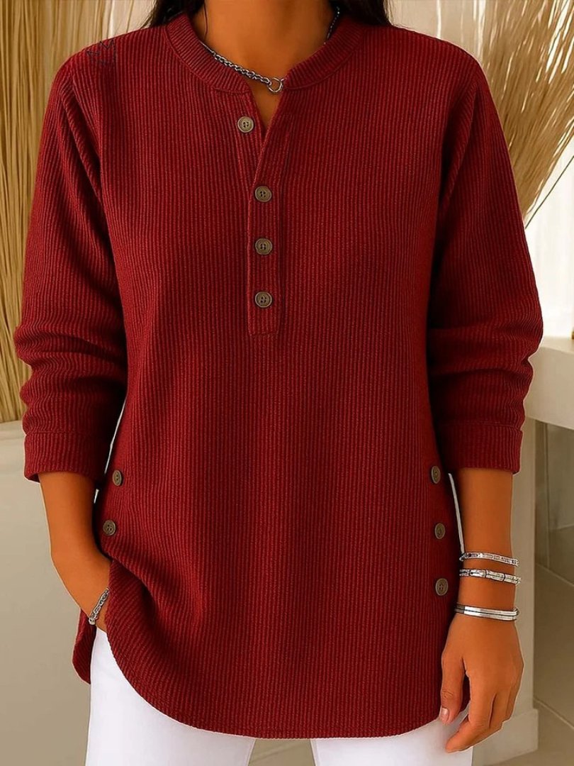 Mia | Women's Button Detail Ribbed Knit Jumper