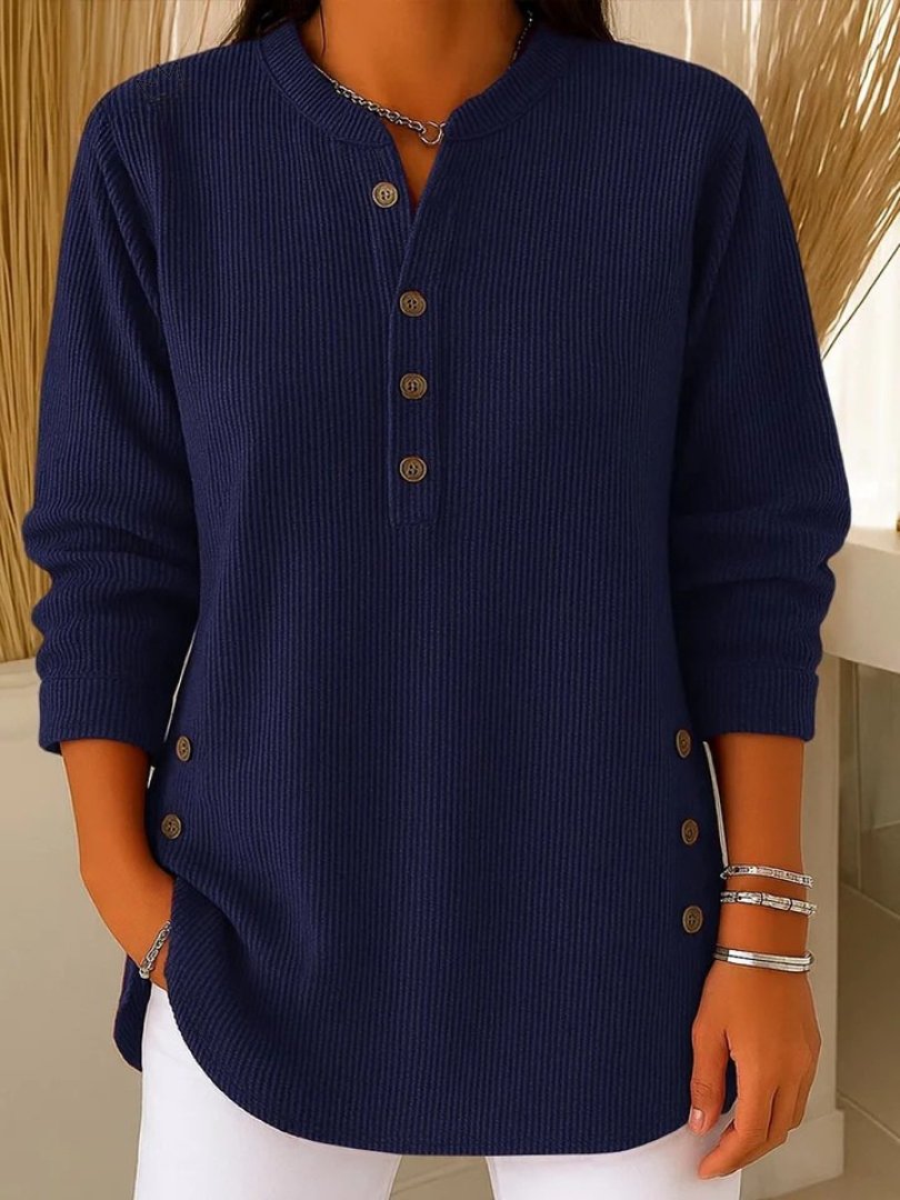 Mia | Women's Button Detail Ribbed Knit Jumper
