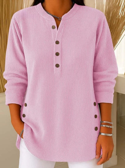 Mia | Women's Button Detail Ribbed Knit Jumper