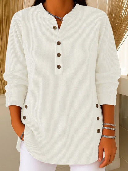 Mia | Women's Button Detail Ribbed Knit Jumper