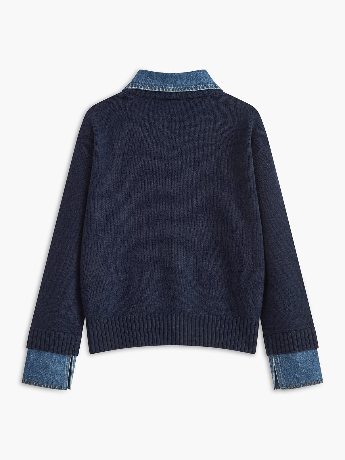 Mia | Women's Denim Collar Knit Polo Jumper