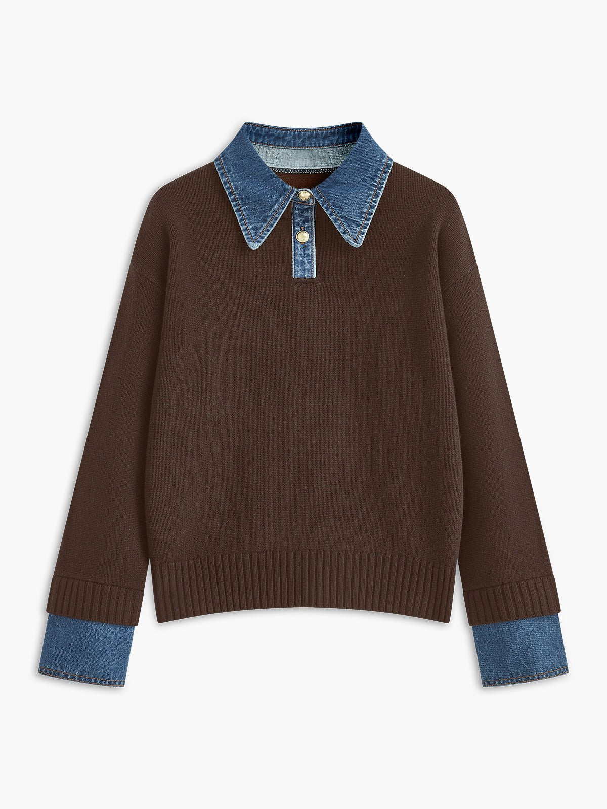Mia | Women's Denim Collar Knit Polo Jumper