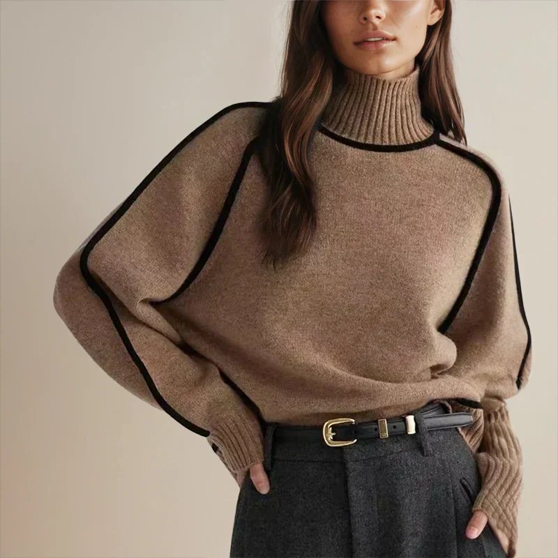 Camila | Women's Oversized Colourblock Turtleneck Jumper