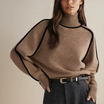 Camila | Women's Oversized Colourblock Turtleneck Jumper