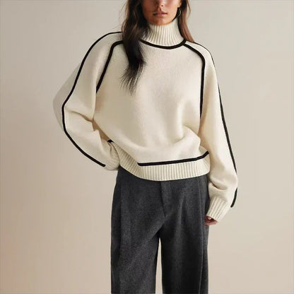 Camila | Women's Oversized Colourblock Turtleneck Jumper