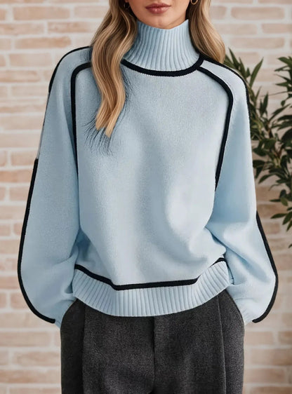 Camila | Women's Oversized Colourblock Turtleneck Jumper