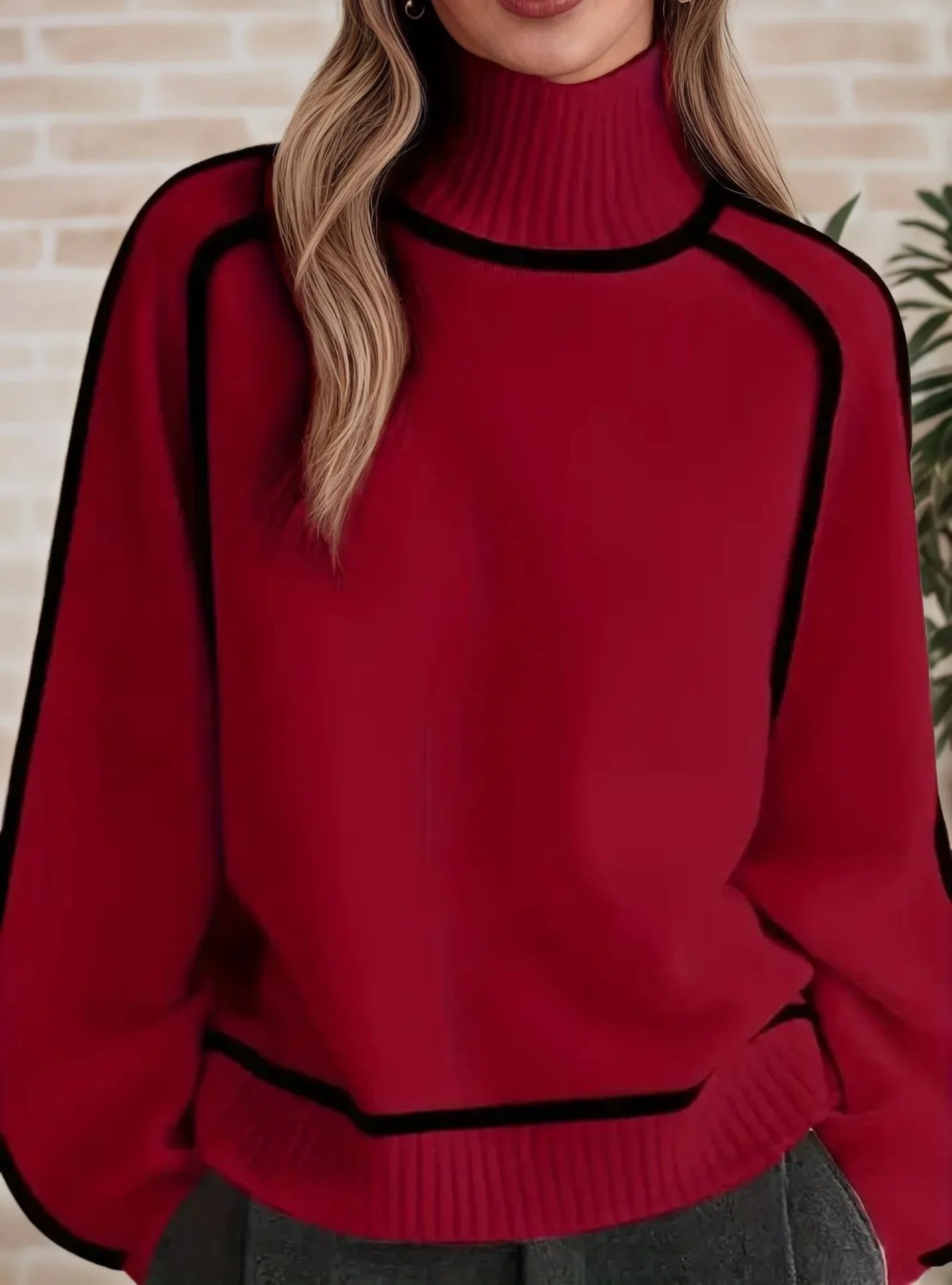 Camila | Women's Oversized Colourblock Turtleneck Jumper