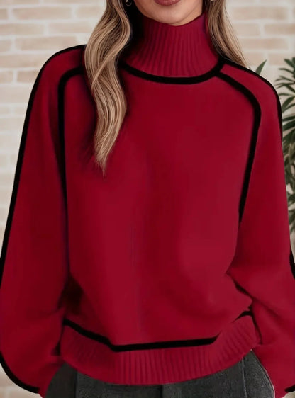Camila | Women's Oversized Colourblock Turtleneck Jumper