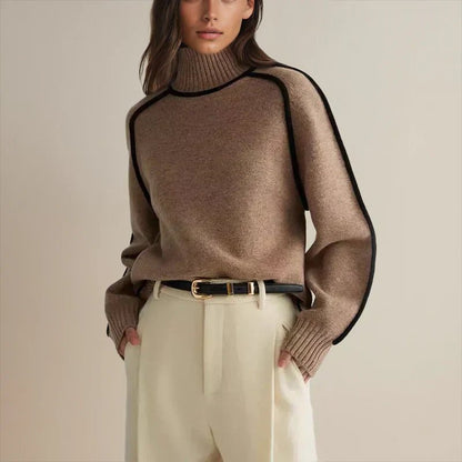Camila | Women's Oversized Colourblock Turtleneck Jumper