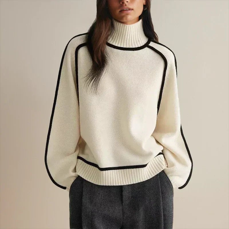 Camila | Women's Oversized Colourblock Turtleneck Jumper