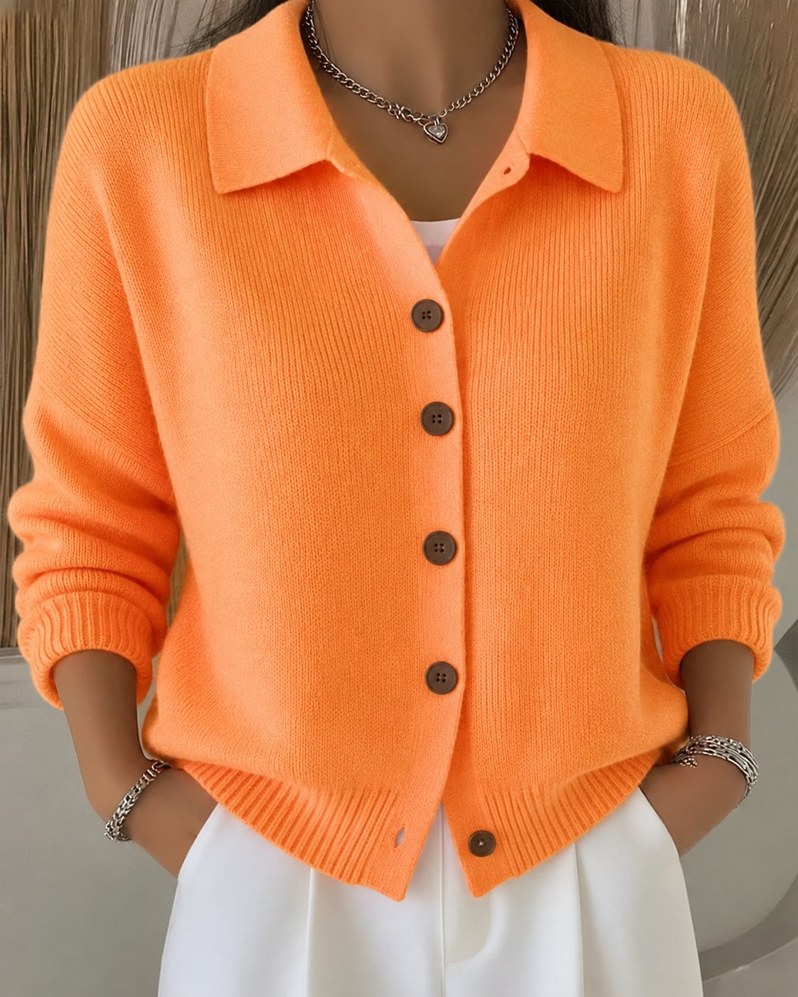 Emma | Women's Collared Button Up Knit Cardigan