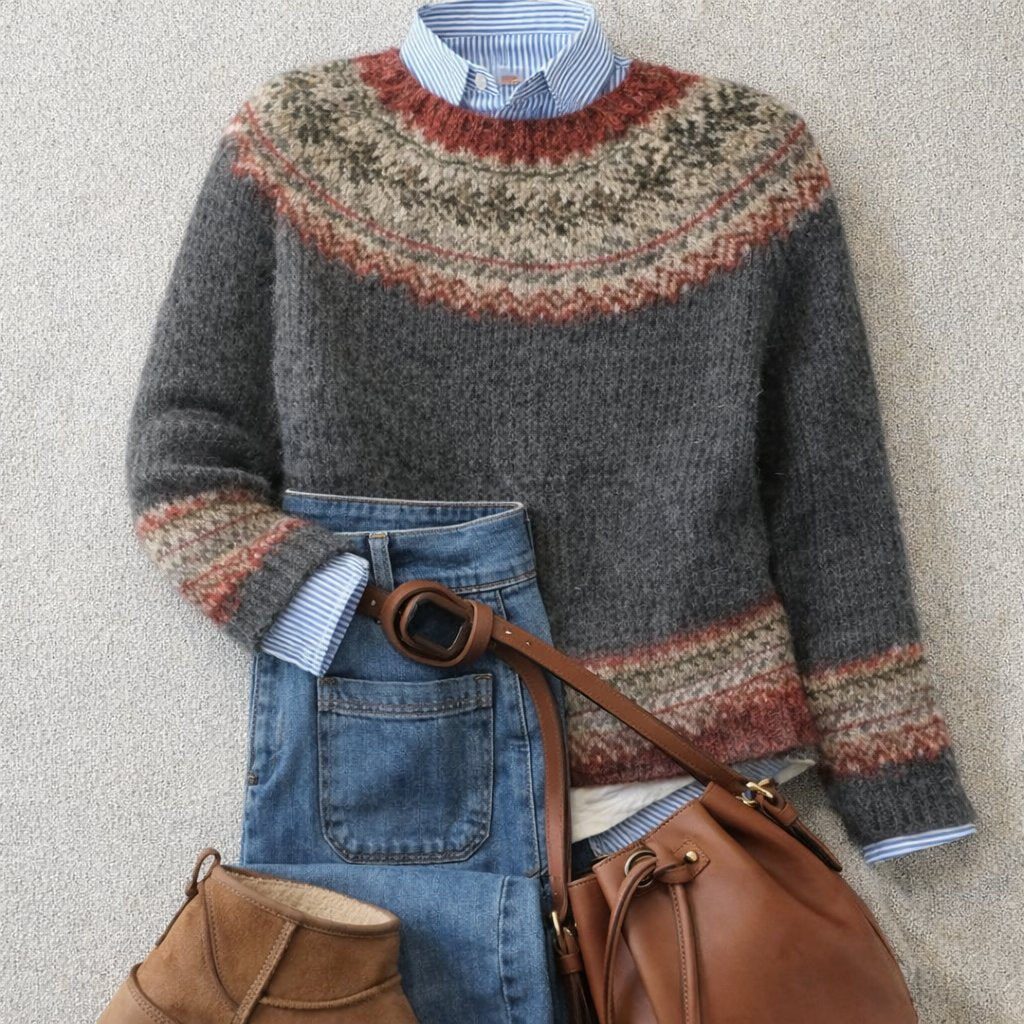 Eleanor | Women's Fair Isle Nordic Crewneck Knit Jumper