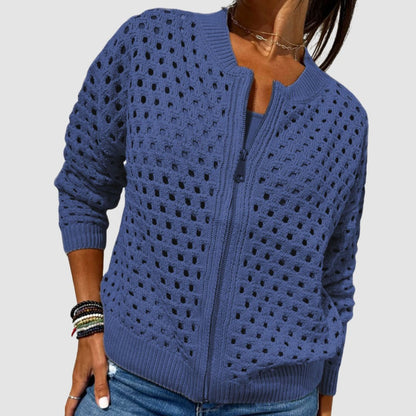 Luna | Women's Open Knit Zip Up Cardigan