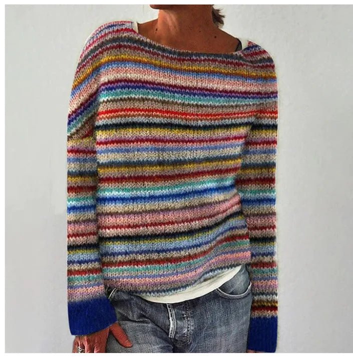 Aria | Women's Retro Striped Relaxed Fit Knit Jumper