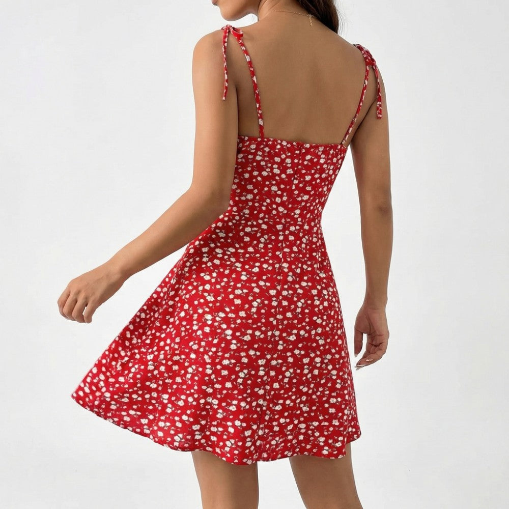 Evelyn | Floral Tie-Strap Spring Mini Dress