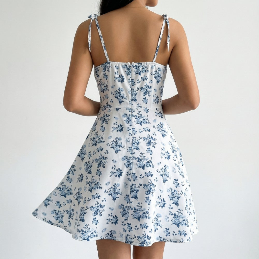 Evelyn | Floral Tie-Strap Spring Mini Dress