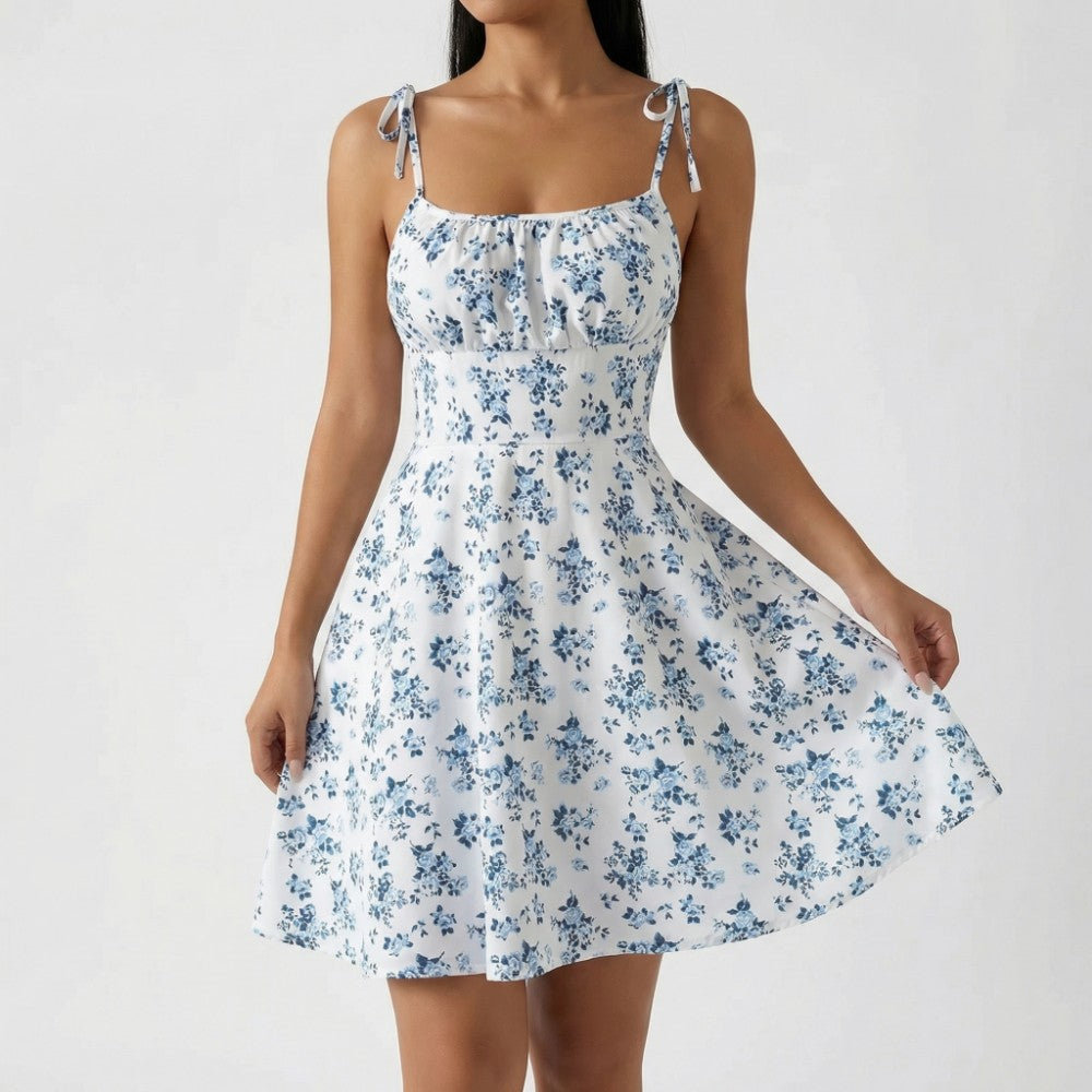 Evelyn | Floral Tie-Strap Spring Mini Dress