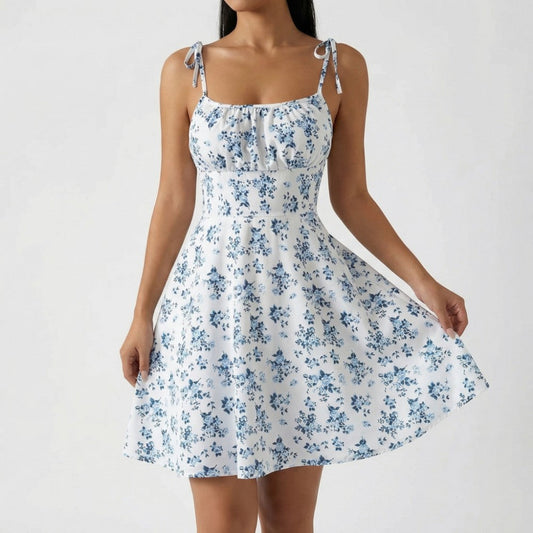 Evelyn | Floral Tie-Strap Summer Mini Dress