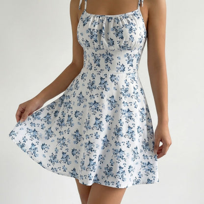 Evelyn | Floral Tie-Strap Spring Mini Dress