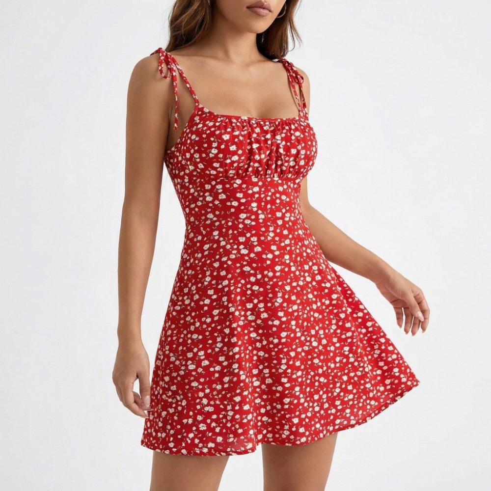 Evelyn | Floral Tie-Strap Spring Mini Dress