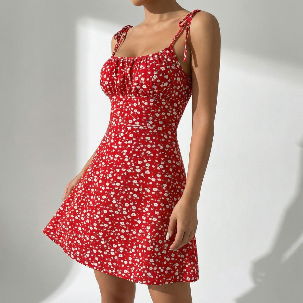 Evelyn | Floral Tie-Strap Spring Mini Dress